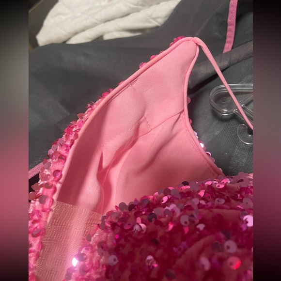 Pink Sequin Prom Dress Size 0 - Picture 6 of 7